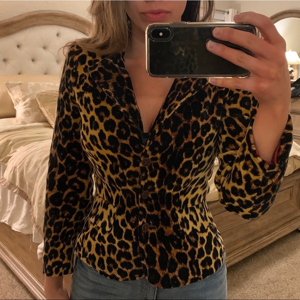 Lucky Brand Cheetah-print Velvet Blazer